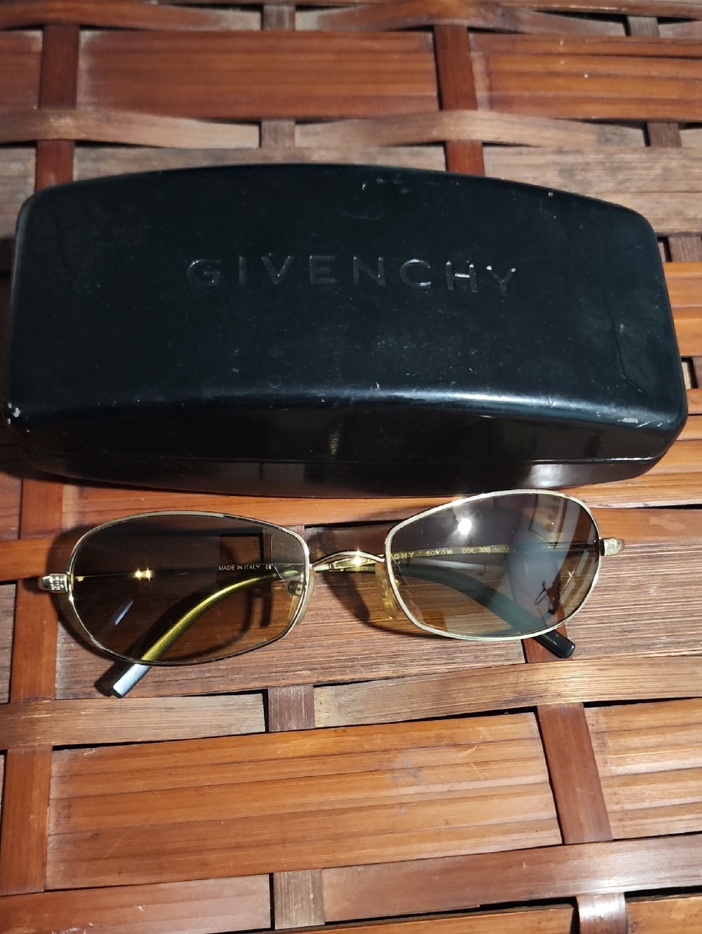 Givenchy Gold Metal Frame Sunglasses with Brown Lenses